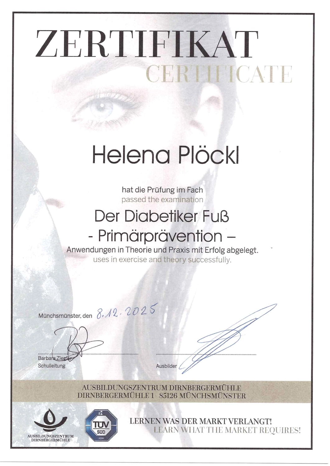  Helena Plöckl – Fußwerk - Zertifikat