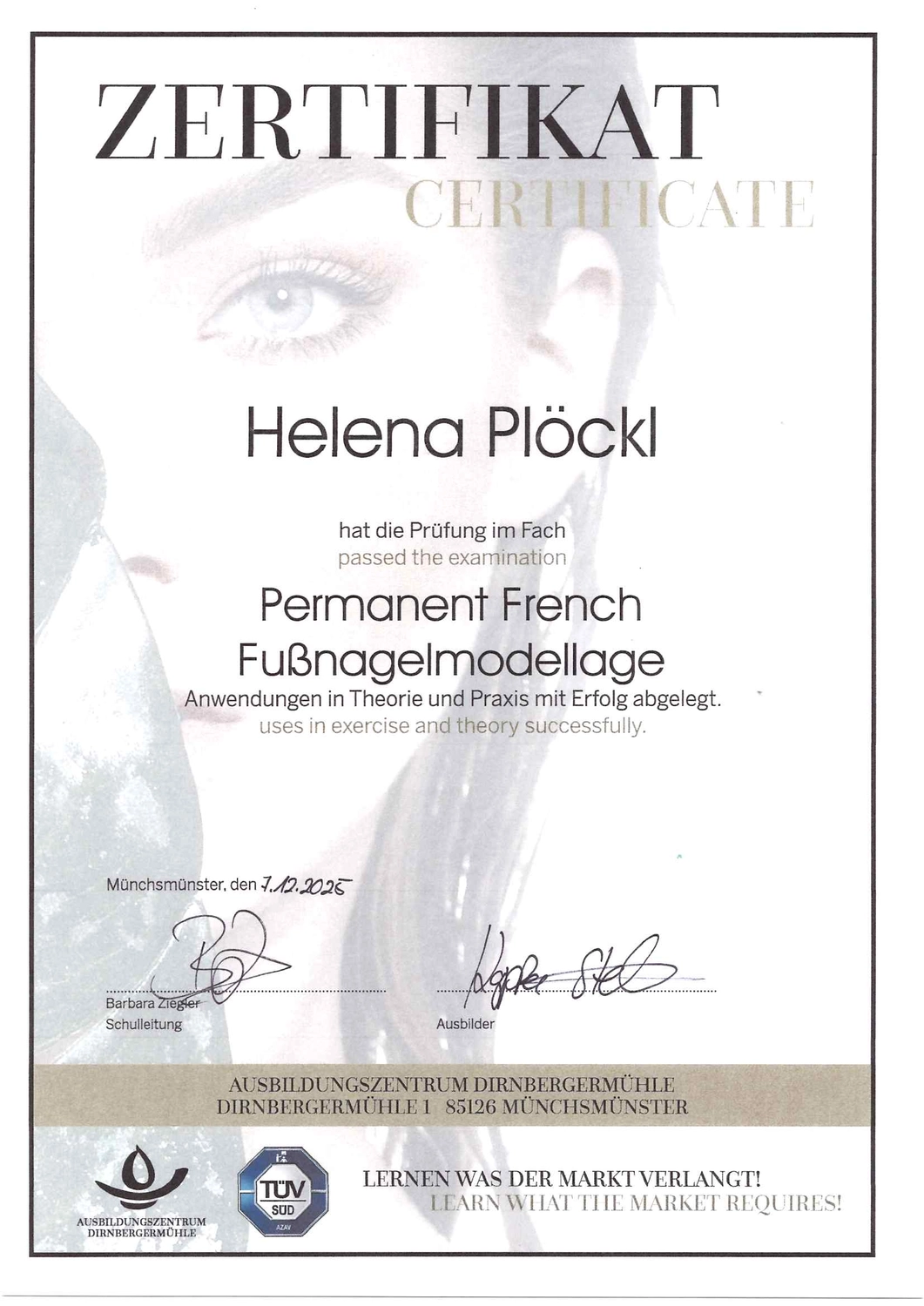  Helena Plöckl – Fußwerk - Zertifikat