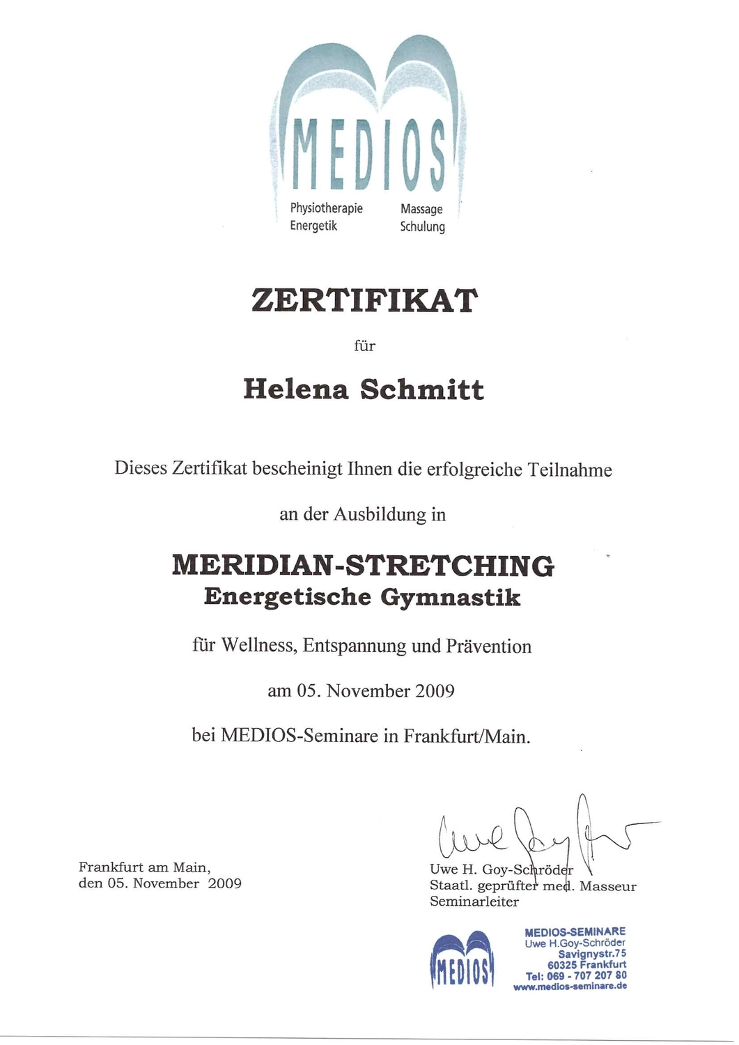  Helena Plöckl – Fußwerk - Zertifikat