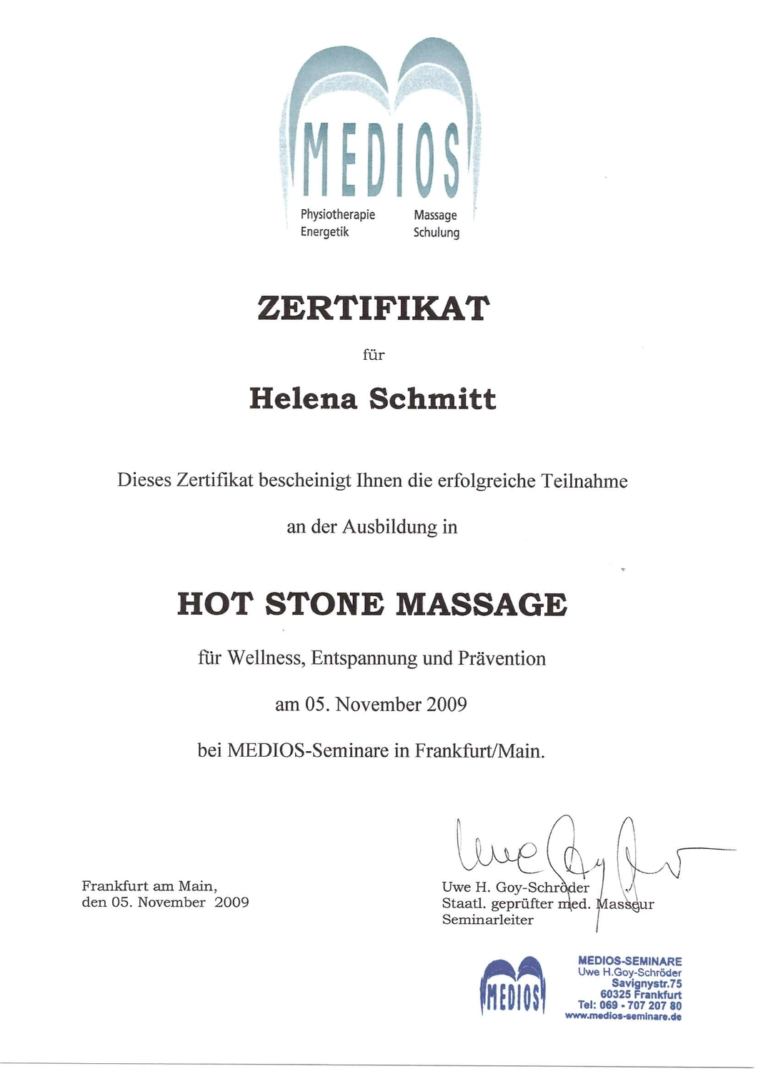  Helena Plöckl – Fußwerk - Zertifikat