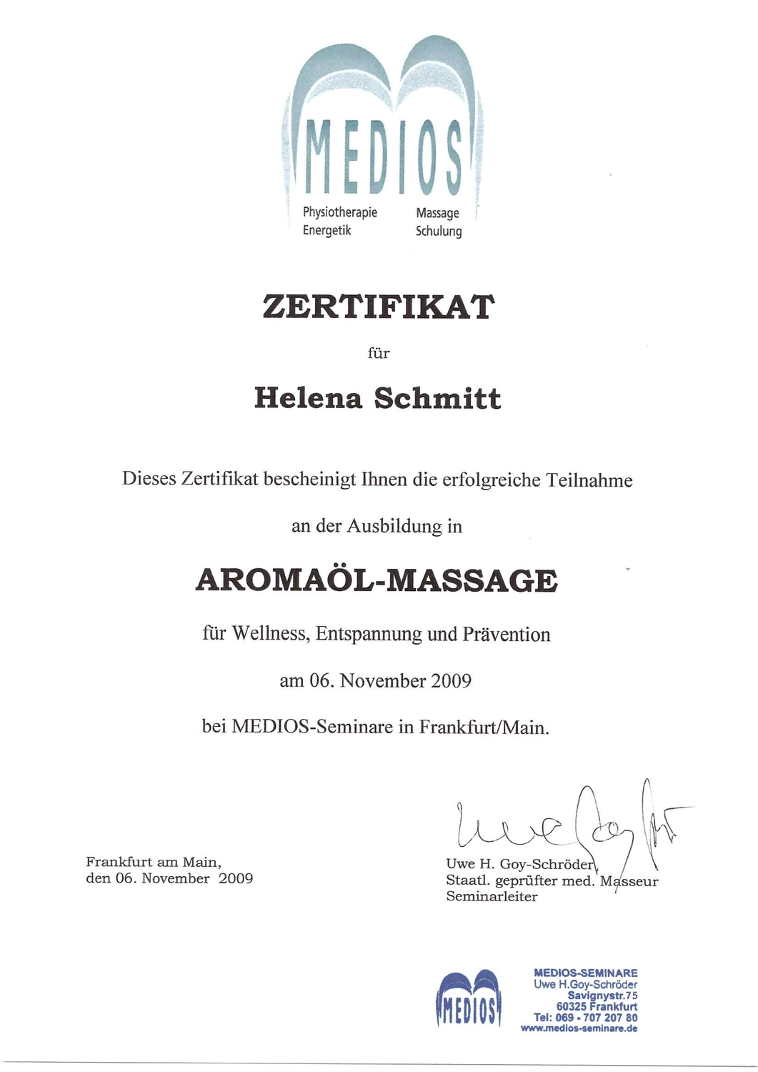  Helena Plöckl – Fußwerk - Zertifikat