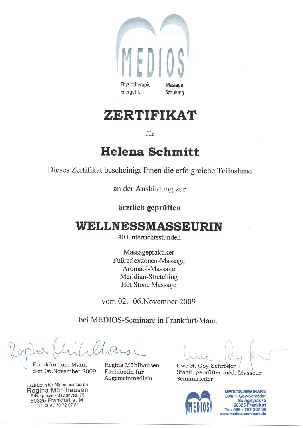  Helena Plöckl – Fußwerk - Zertifikat