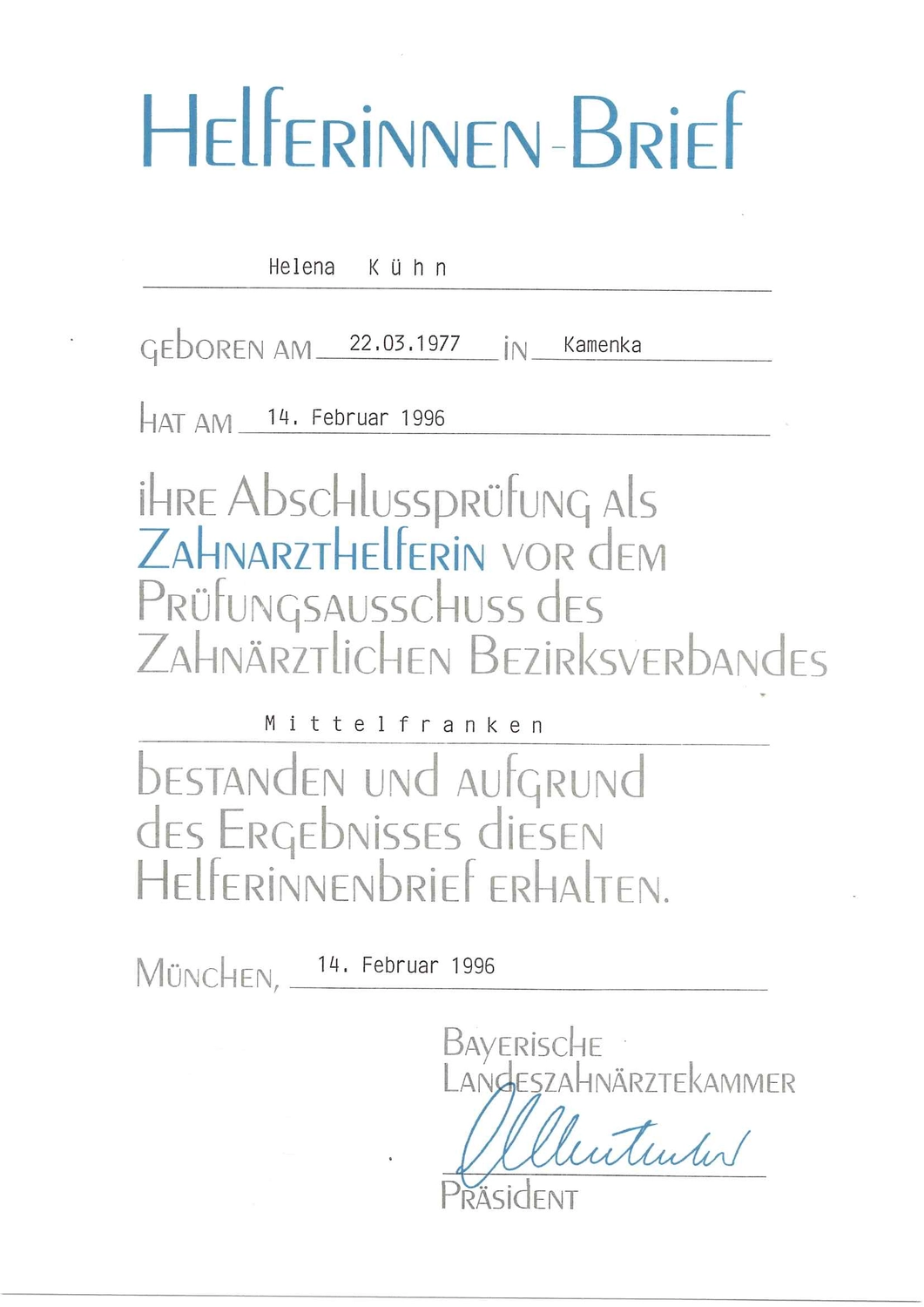  Helena Plöckl – Fußwerk - Zertifikat