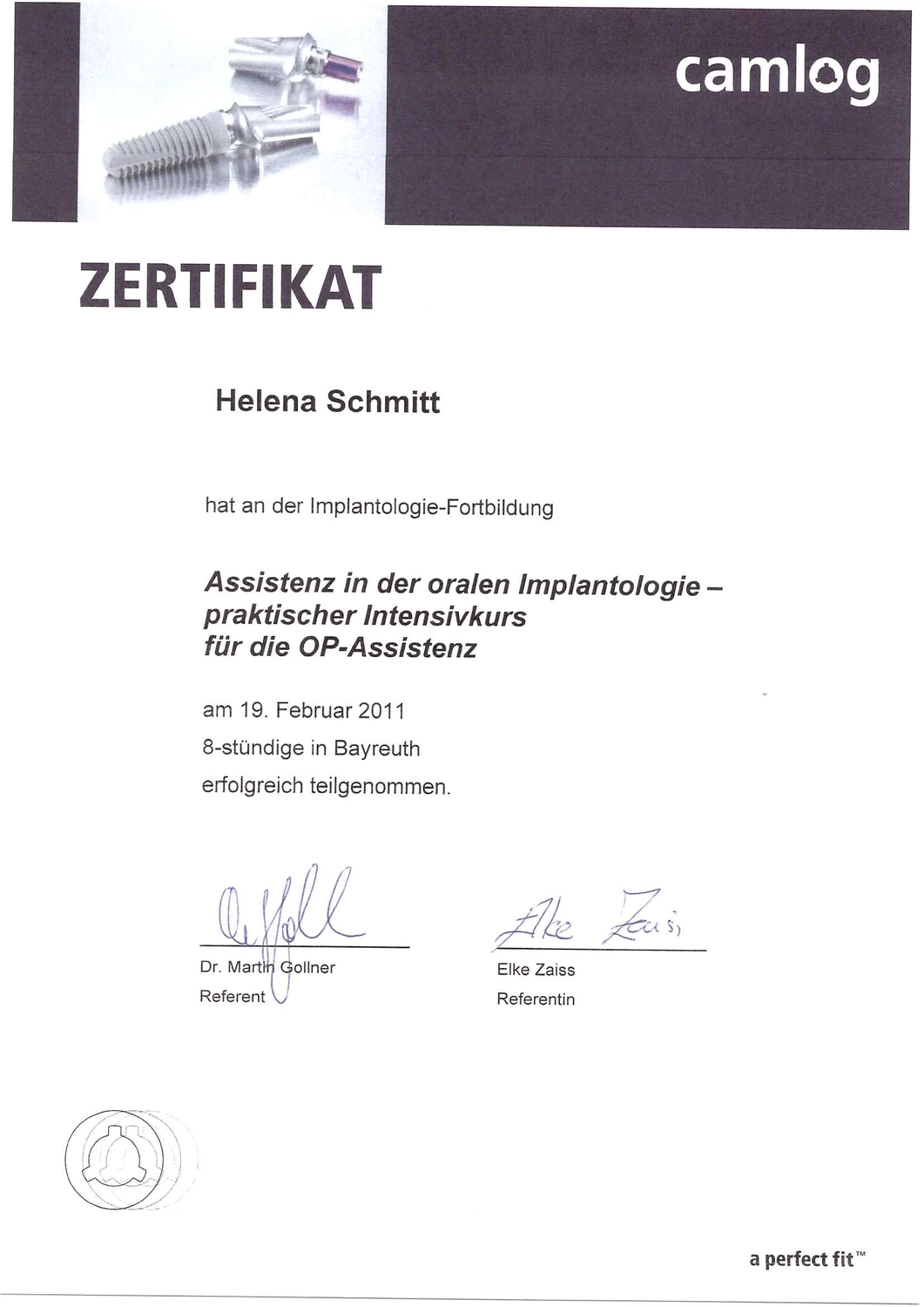  Helena Plöckl – Fußwerk - Zertifikat