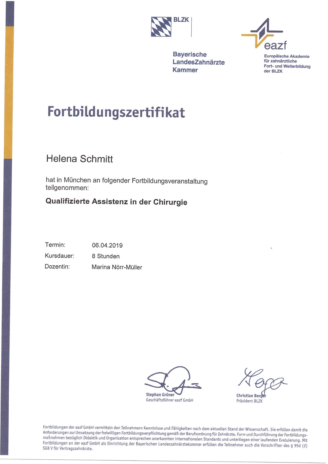  Helena Plöckl – Fußwerk - Zertifikat